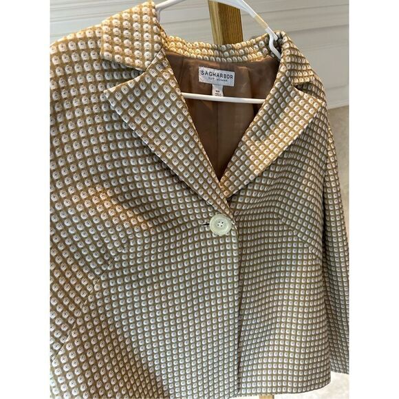 Sag Harbor Tweed Blazer Trapeze Suit Jacket Women’s Size 16W Coat Beige and Crea - Picture 2 of 7